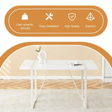 Industrial rectangular MDF Cream style dining table for 4-6 people with 1.5 inch thick MDF top and W1151P195673