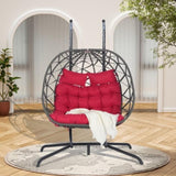 ZUN 2 Person Outdoor Rattan Hanging Chair Patio Wicker Egg Chair W874P146258