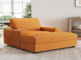 42.8" Oversized Chaise Lounge Chair with Storage Ottoman, Corduroy Sofa Bed with Cup Holders & USB N765P350851Y