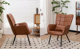 Bonded Leather Armchair, Modern Accent Chair High Back, Living Room Chairs with Metal Legs and Soft W2105P145981