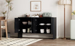 ZUN TREXM 4-Door Large Storage Retro Sideboard with Adjustable Shelves and Long Handles for Kitchen, N715P190423B