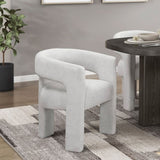 Modern Luxury Dining Furniture Elegant Side Chairs Set of 2 Light Gray Soft Boucle Fabric Plush B011P355864