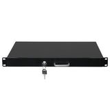 19" 1U Steel Plate DJ Drawer Equipment Cabinet with Keys Black 49699563