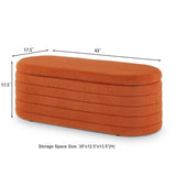 Modern Oval Storage Ottoman Bench, Upholstered Boucle Teddy Fabric of Bed Bench with Storage, W2186P193119