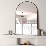 24x32 Inch Black Metal Framed Arched Bathrrom Mirror for Wall. W2203P303822