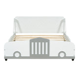 Full Size Car-Shaped Platform Bed with Wheels,White WF311753AAK