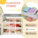 Kids Bookshelf Toy Storage with 17 Bins and 5 Bookshelves, Multi-functional Nursery PP300106AAF