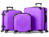 3-in-1 trolley case with 2 corners and diamond stripes - lavender 11690513