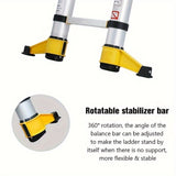 11.5 FT aluminum telescopic ladder, equipped with 360 &deg rotatable stabilizer bar and metal tool W2717P257438