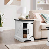 Farmhouse end table Nightstand Rectangular Farmhouse End Table with Barn Door and Adjustable Storage W2275P192793