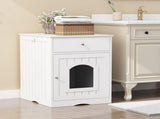 Wooden Pet House Cat Litter Box Enclosure with Drawer, Side Table, Indoor Pet Crate, Cat Home 05708744