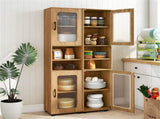 67" Tall Slim Bathroom Storage Cabinet with Fluted Doors, Adjustable Shelf Freestanding Narrow 15082223
