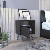 Augusta Nightstand , End Table, Side Table Single Door Cabinet, Hairpin Legs -Black B07092072