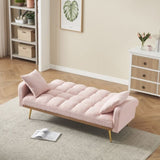 69 Inch Sofa Bed Pink with Adjustable Teddy Sofa for Small Space Living Room and Bedroom W3356P298524