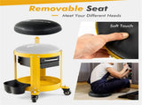 Workshop Creeper Seat with Removable Padded Seat and Drawers-Yellow 52532235