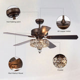 ZUN 52'' Classical Crystal Ceiling Fan Lamp,3 Speed , 5 Reversible Blades for Living Room, Dining Room, W1592P183044