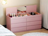 Pink embossed ZSH012 P2 12MM particleboard melamine veneer, 120*40*85.5cm, six-drawer cabinet 14027580