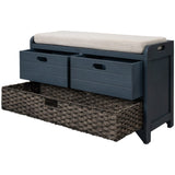 ZUN Storage Bench with Removable Basket and 2 Drawers, Fully Assembled Shoe Bench with Removable Cushion 08014849