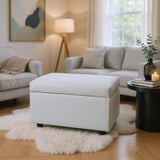Beige Linen-Textured Storage Ottoman with Rubber Feet 634343cm Bench for Entryway, Bedroom or 90720414
