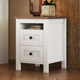 2-Drawer Farmhouse Wooden Nightstand Well-proportioned Design and Sleek Lines, Wood Side Table WF317945AAK