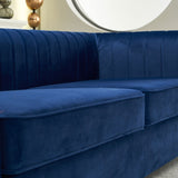 Contemporary Velvet Sofa Couch 84.25''W for Living Room, Blue W57953689
