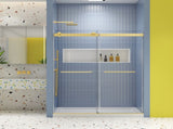 Bypass shower door, sliding door, with 5/16" tempered glass and Brushed Gold finish 6074 W2122P225221