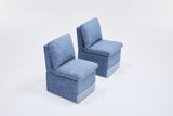 Linen Upholstered Armless Dining Chair with Casters and Storage space-set of 2,BLUE W2069P288876