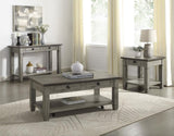 ZUN Coffee and Antique Gray Finish 1pc Cocktail Table with Casters 2 Drawers Bottom Shelf Wooden Living B011P175707