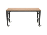 48" Heavy-Duty Adjustablebench for Garage, Rubber Wood Shop Table with Metal Wheels, Hardwood 13436903