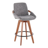 Cosmo Mid-Century Counter Stool in Walnut and Grey Noise Fabric by LumiSource B202P221846