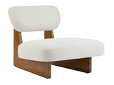 Modern Beige Lounge Chair with Polyester Upholstery, Sturdy Wood Base With Natural N767P241702N