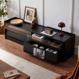 Mirod Modern TV Stand with Ample Storage,4 Drawer Design with Tempered Glass ,Built-in Charging N760P255436B