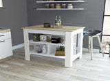 Rockaway 3-Shelf Kitchen Island White and Light Oak B06280054