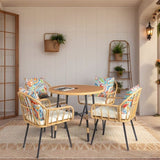 5 Pieces Patio Dining Table Chair, Outdoor Table and Chairs with Umbrella Hole, Patio Furniture 61045178