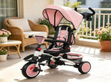 Pink 6-in-1 Convertible Kids Tricycle 1-5Y Stroller Trike with Adjustable Push Handle, Removable 02308222