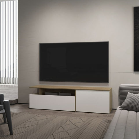 ZUN FM FURNITURE Dilkon TV Stand with Drop-Down Door. Hinged Door. Open Shelves.Cable Management. B128P283289