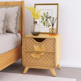 ZUN Hand-Carved 2-Drawers Accent Cabinet - Traditional Craftsmanship and Functionality Combined W716P197964