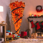 ZUN GO 7.5 FT Orange Upside Down Christmas Tree with 300 LED Warm Lights X-mas, Halloween-themed PX311459AAG