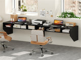 Black Wall-Mounted Floating Computer Desk with 3-Cube Storage, Sturdy Wooden Workstation for Home 63240974