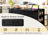 U-Style 47.2" Counter Height Table with Foldable Top & Power Outlet, Sideboard Buffet Cabinet & Bar N711P437715B