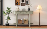 TREXM Elegant Retro Console Table with Curved Design Smooth Glaze for Entryways, Living Rooms N715P230796E