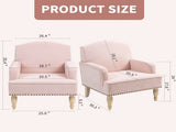 Modern Accent Chair with Retro Wooden Legs & Nailhead Trim, Small Fabric Club Chair, Comfy W3042P262916
