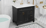 36" Bathroom Vanity with Sink, Black Vanity Cabinet with Flip-Out Drawer, 3 Drawers, 2 Soft-Close N725P283623B