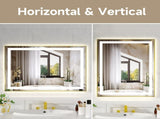 24x32" Gold Tempered Mirror Dual LED Light Strips Front and Back LightingUnable ship on weekends, 94264262