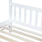 Twin House Bed with Headboard and Footboard, Twin Rubber Wood Bed with House Frame,White W504P225951