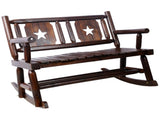 Outdoor Wood Rocking Bench Carbonized Double Rocking Chair for 2 Persons with Wide Curved Seat, T5816P475754