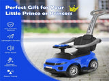 3-in-1 Kids Ride On Push Car for 12-36 Months Removable Handle Anti-Roll Board Horn Music Blue 58900807