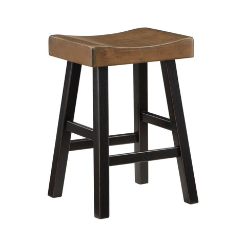 ZUN Transitional Design Counter Height Stools Set of 2pcs, Black and Brown Finish Solid Rubberwood B011P284437