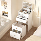 Small Vanity Desk with Mirror - White Makeup Vanitys Set Make up Table with Chair, Drawers, Mini W409P195100