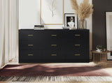Modern Black 9-Drawer Dresser for Bedroom - Ample Storage Wide Chest of Drawers, Sturdy & Safe W1785P201148